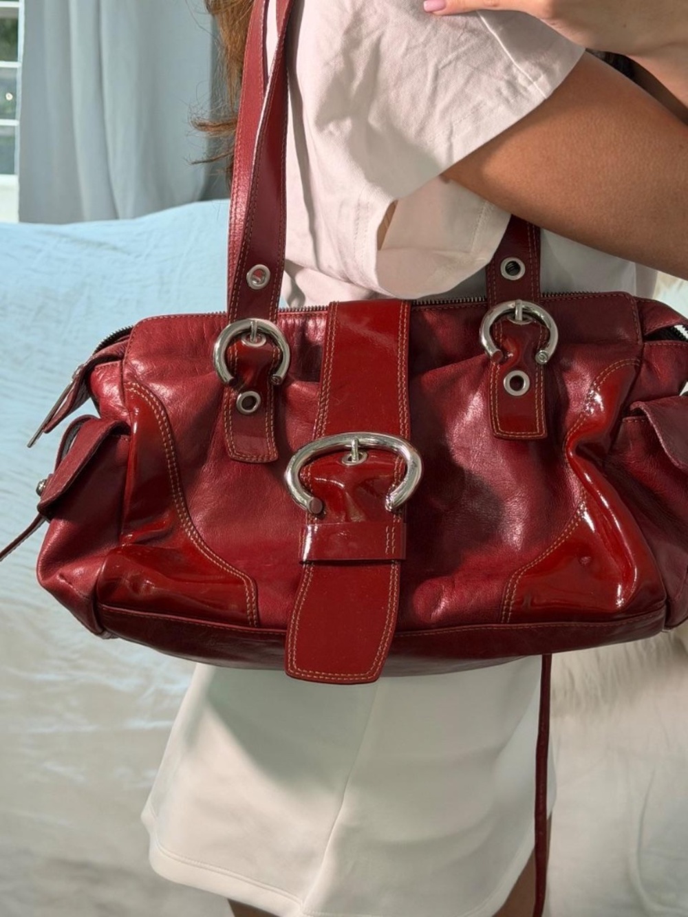 Vintage Francesco Biasia burgundy hobo shoulder bag - Picture 3 of 8